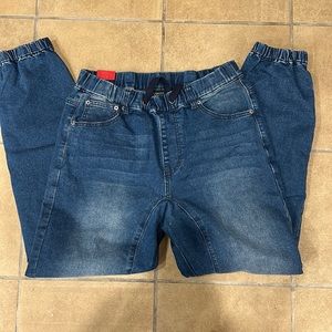 🟩 Victorious Men's Drop Crotch Denim Joggers Jean Pants LARGE